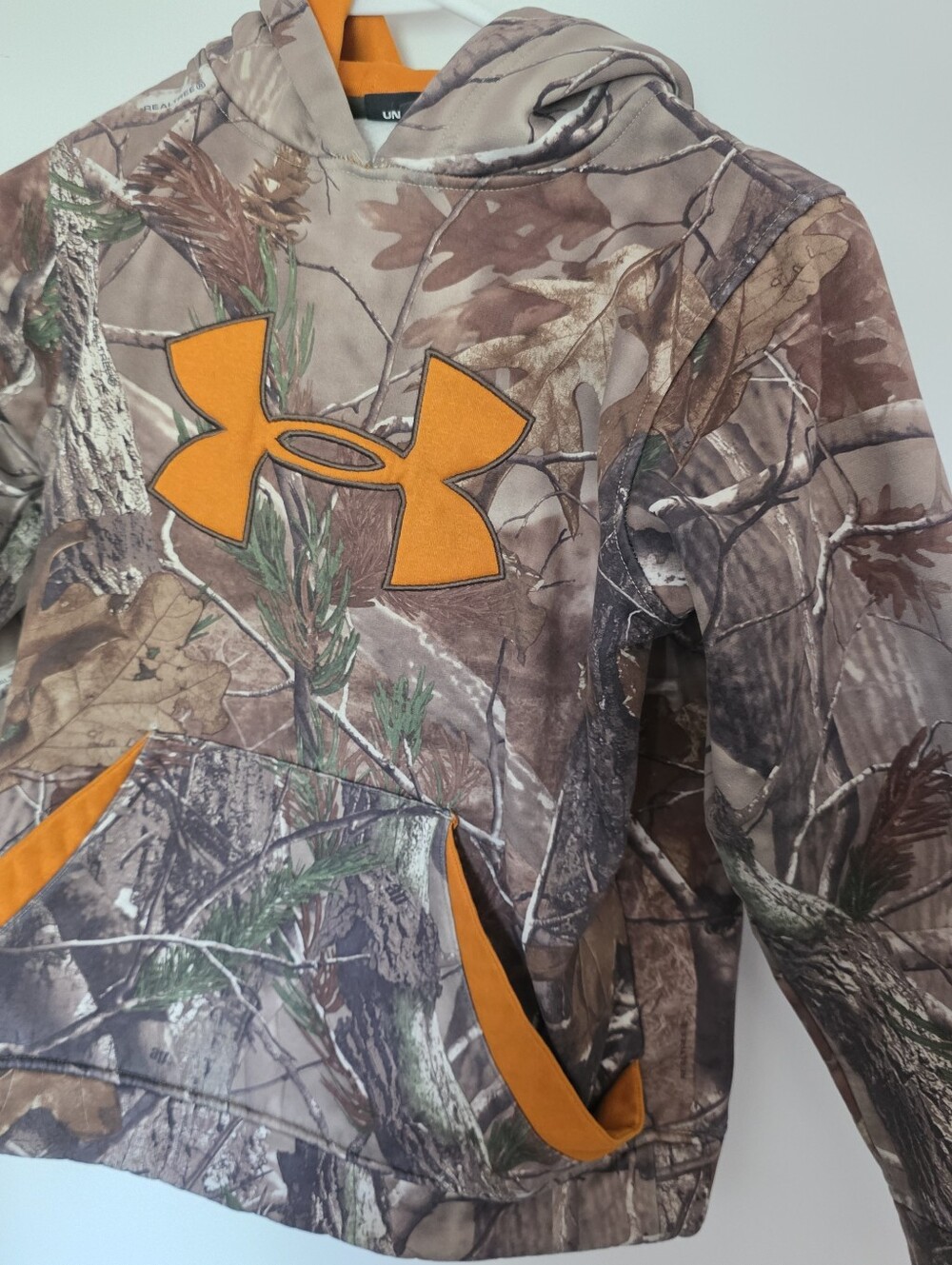 UNDER ARMOUR CAMOUFLAGE HOODIE YOUTH Small REALTREE Kangaroo Pocket Outdoor